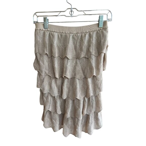 White House Black Market Dresses & Skirts - White House Black Market Metallic Gold Tiered Skirt Knit Size XS 93624